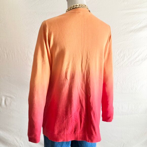Ombre Color Cardigan Sweater Orange Red - Picture 3 of 9
